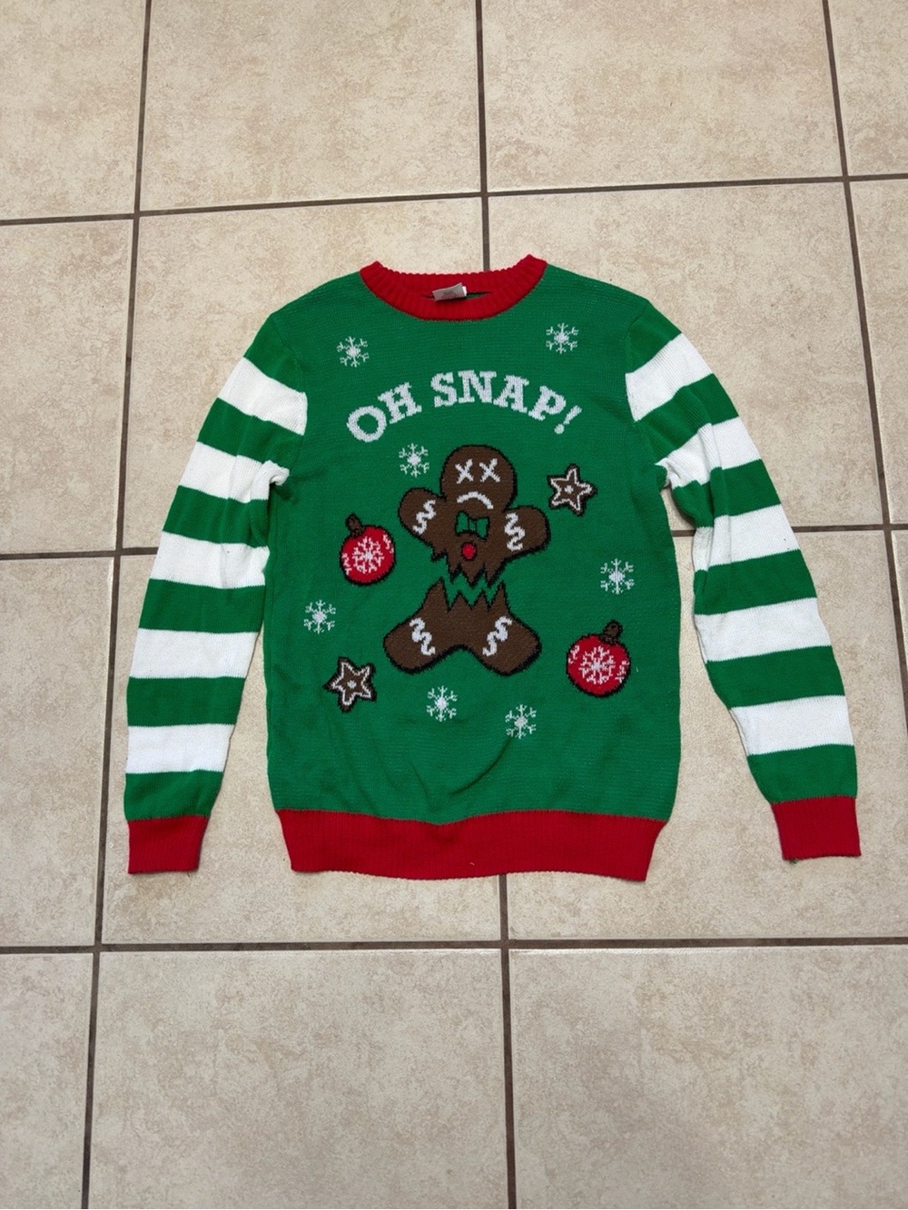 Well Worn Oh Snap Gingerbread Ugly Christmas Sweater XL Holiday Knit